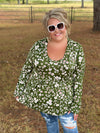 Mark My Words Olive Floral Print Babydoll Top