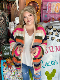 Take All Of Me Multicolor Hand Crochet Chunky Oversized Cardigan