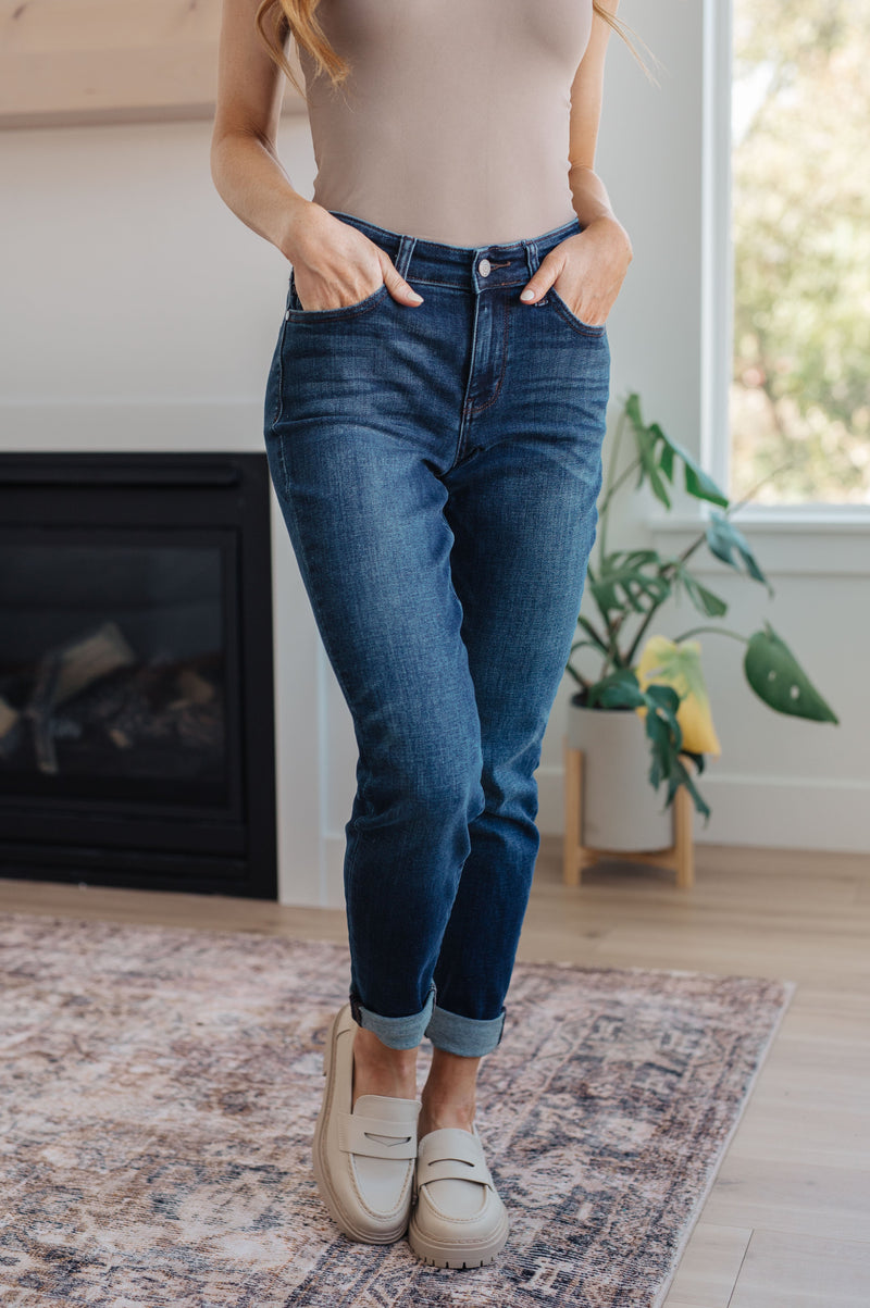 Amber Mid Rise Cuffed Slim Fit Jeans - JUDY BLUE