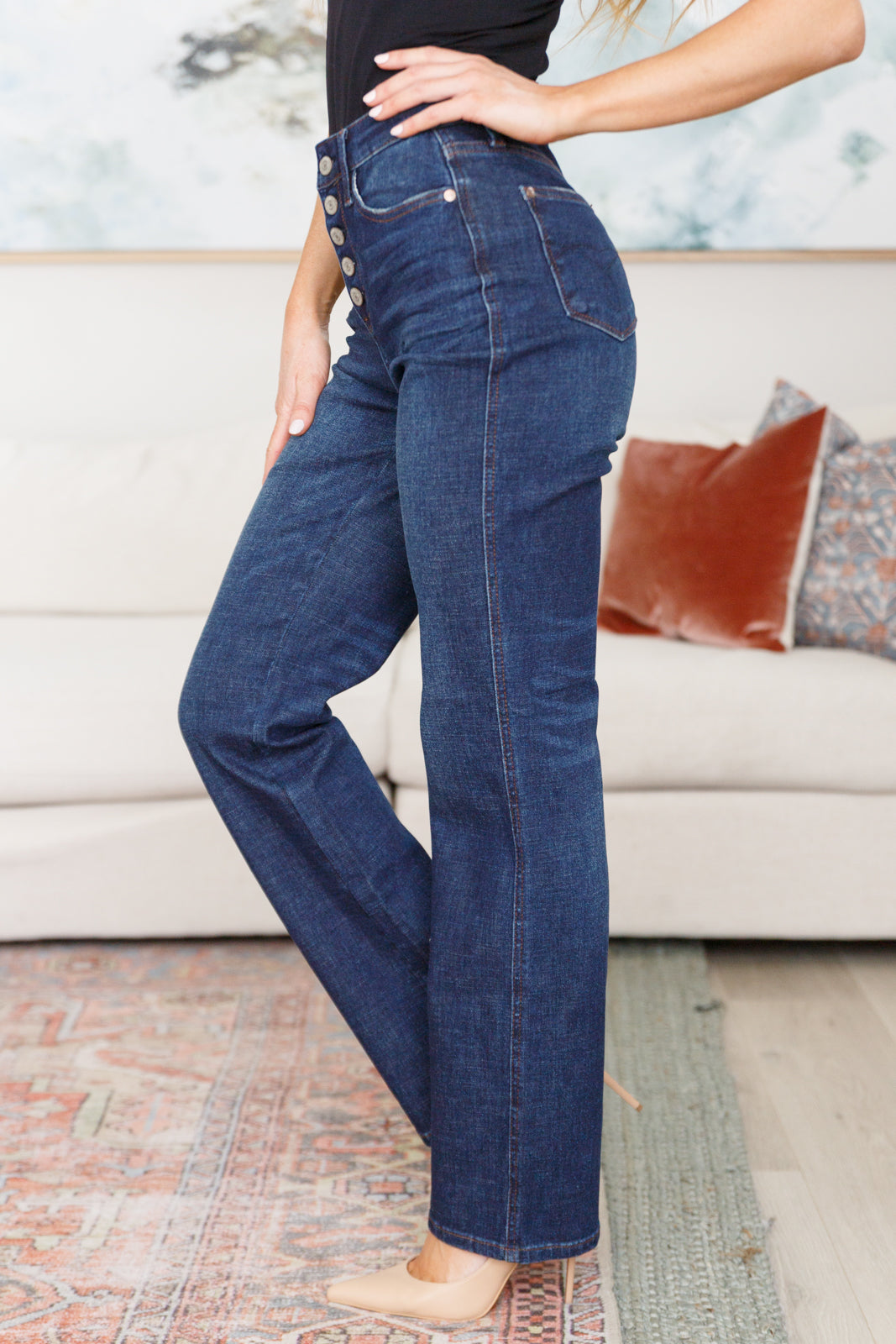 Arlo High Rise Button-Fly Straight Jeans - JUDY BLUE
