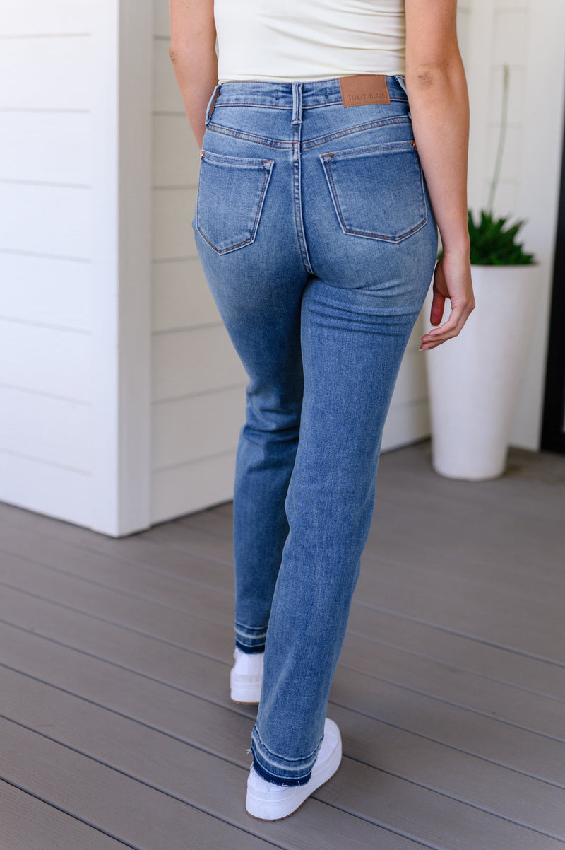 Beatrice High Rise Control Top Release Hem Slim Bootcut Jeans - JUDY BLUE