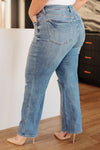 Bree High Rise Control Top Distressed Straight Jeans - JUDY BLUE