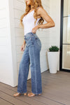 Esther Mid Rise Contrast Wash Wide Leg Jeans - JUDY BLUE