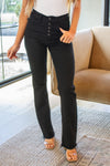 Harriet High Rise Button Fly Bootcut Jeans in Black - JUDY BLUE