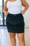Melinda Corduroy Patch Pocket Skirt in Emerald - JUDY BLUE