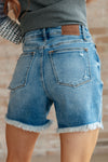 Kara High Rise Rigid Magic Button Fly Cutoff Shorts - JUDY BLUE