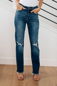 Morgan High Rise Distressed Straight Jeans - JUDY BLUE
