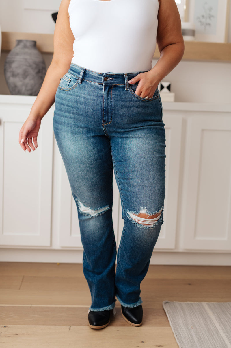 High Rise Distressed Straight Jeans - Plus Size