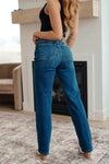 Pippa High Rise Button Fly Straight Jeans - JUDY BLUE