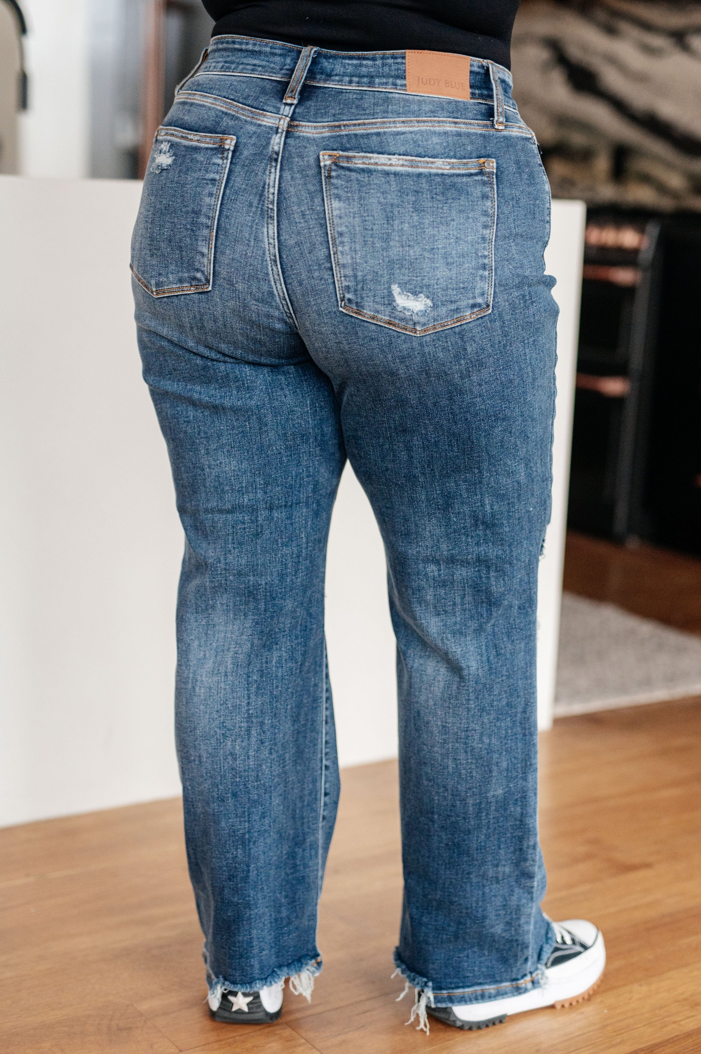 Rose High Rise 90's Straight Jeans in Dark Wash - JUDY BLUE