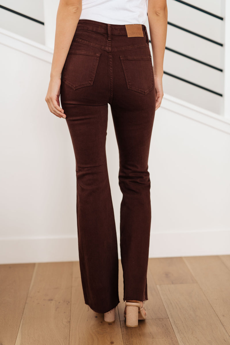 Sienna High Rise Control Top Flare Jeans in Espresso - JUDY BLUE