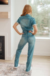 Sylvia Short Sleeve Denim Jumpsuit - JUDY BLUE