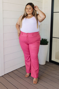 Tanya Control Top Faux Leather Pants in Hot Pink - JUDY BLUE