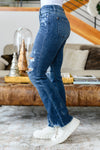 Christine High Contrast Slim Bootcut Destroyed Jeans - JUDY BLUE
