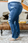 Christine High Contrast Slim Bootcut Destroyed Jeans - JUDY BLUE