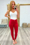 Ruby High Rise Control Top Garment Dyed Skinny Jeans in Red - JUDY BLUE