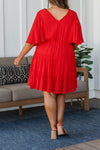 Sweet and Spicy Red Flutter Sleeve Dress